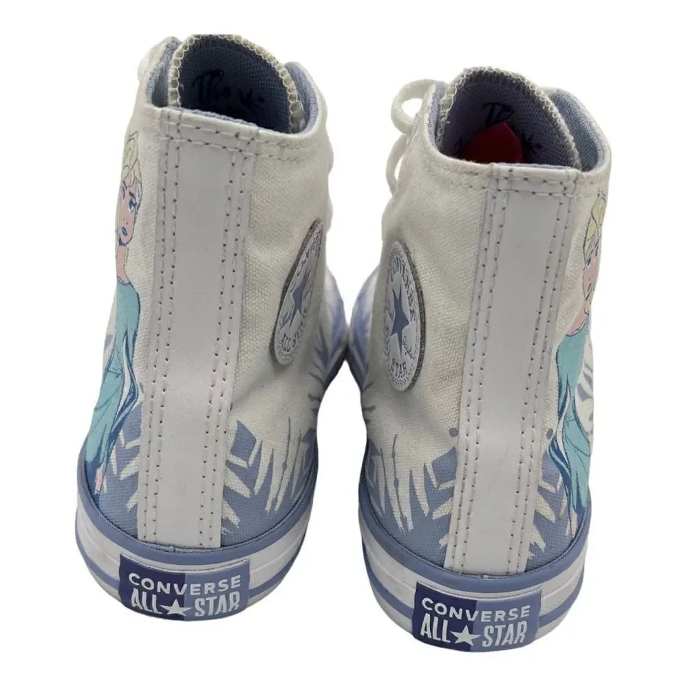 Converse All Star High Tops Junior 3 Disney Frozen White Elsa Glitter